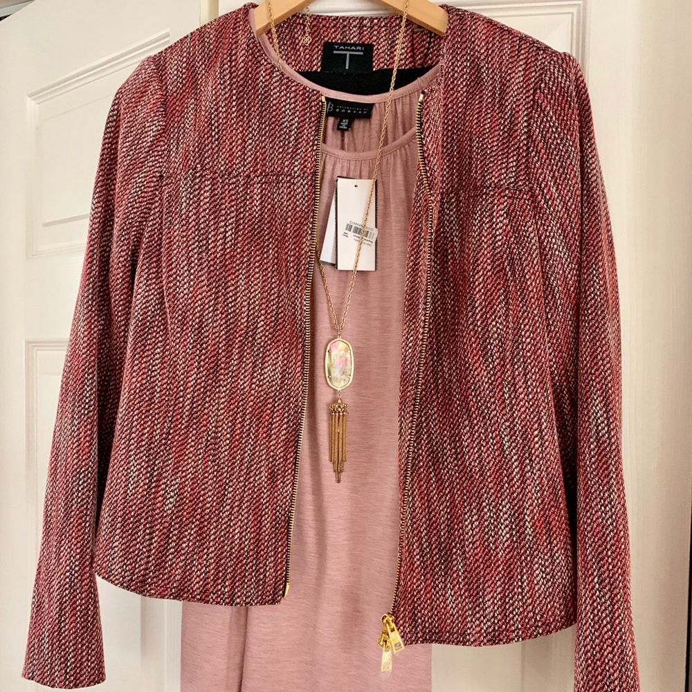 NEW WITH TAGS! Tahari Pink/Red/Black Tweed Jacket